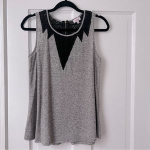Pixley - Heather Gray Black Lace Top